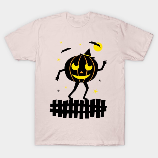 Halloween Cute Retro Vintage Jack O Lantern Pumpkin T-Shirt by PUFFYP